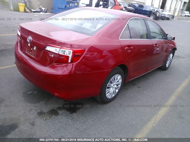 4T4BF1FK7ER359420 - 2014 TOYOTA CAMRY L/SE/LE/XLE RED photo 4