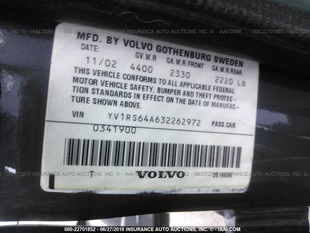 YV1RS64A632262972 - 2003 VOLVO S60 Zinn Foto 9