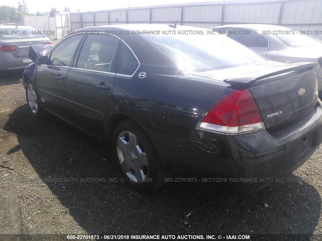 2G1WD58C789208803 - 2008 CHEVROLET IMPALA SUPER SPORT BLACK photo 3