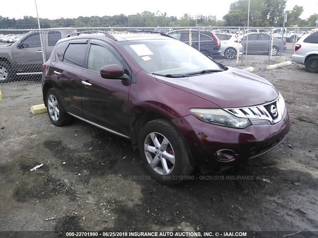 JN8AZ18W79W125259 - 2009 NISSAN MURANO S/SL/LE RED photo 1