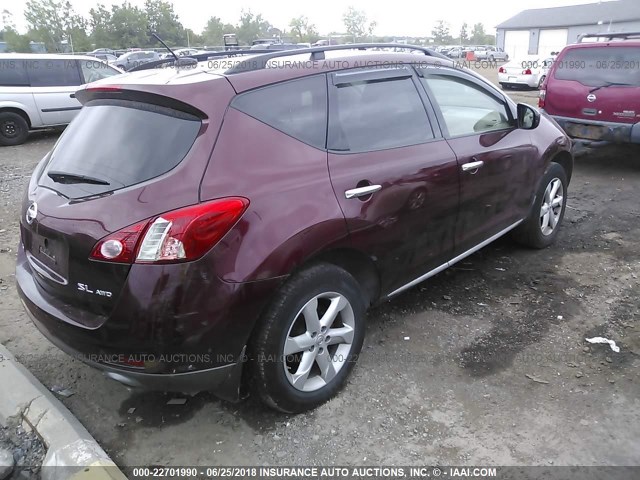 JN8AZ18W79W125259 - 2009 NISSAN MURANO S/SL/LE RED photo 4