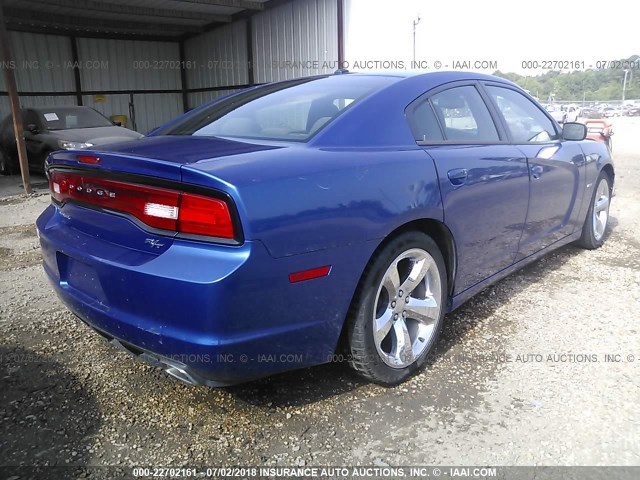 2C3CDXCTXCH299744 - 2012 DODGE CHARGER R/T BLUE photo 4