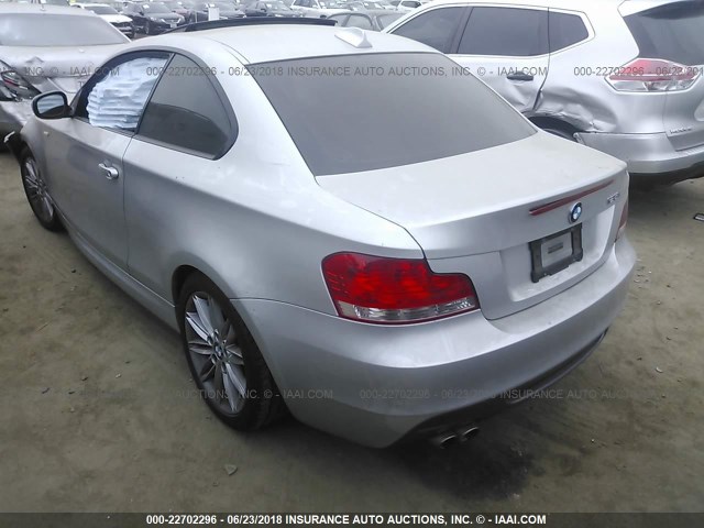 WBAUP7C53BVK79170 - 2011 BMW 128 I SILVER photo 3