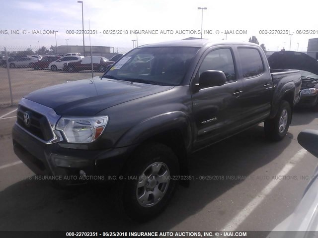 3TMLU4EN8EM138466 - 2014 TOYOTA TACOMA DOUBLE CAB ნაცრისფერი ფოტო 2
