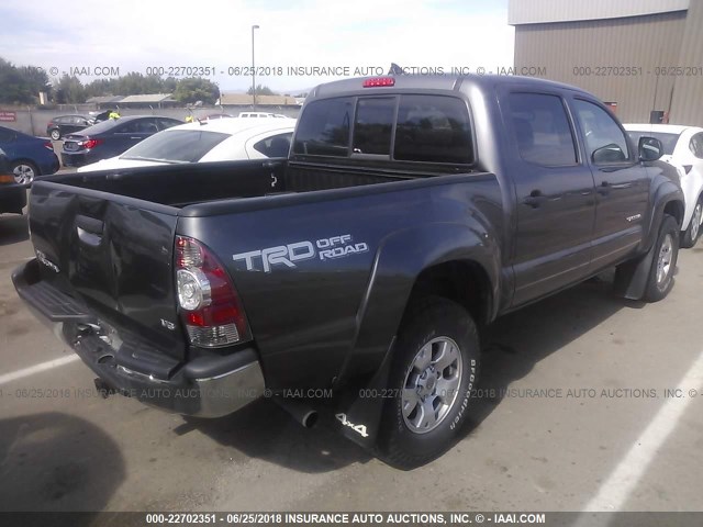 3TMLU4EN8EM138466 - 2014 TOYOTA TACOMA DOUBLE CAB ნაცრისფერი ფოტო 4