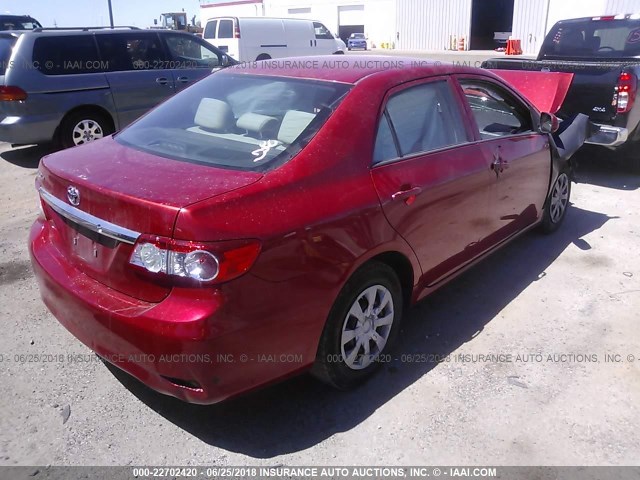2T1BU4EE8DC945766 - 2013 TOYOTA COROLLA S/LE RED photo 4