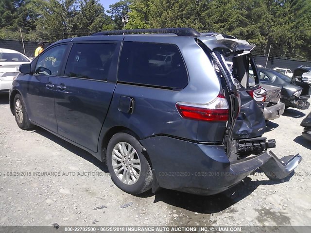 5TDYK3DC0GS753408 - 2016 TOYOTA SIENNA XLE/LIMITED BLUE photo 3