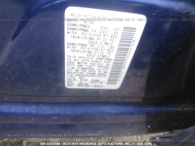 JN8AS58V49W183378 - 2009 NISSAN ROGUE S/SL BLUE photo 9