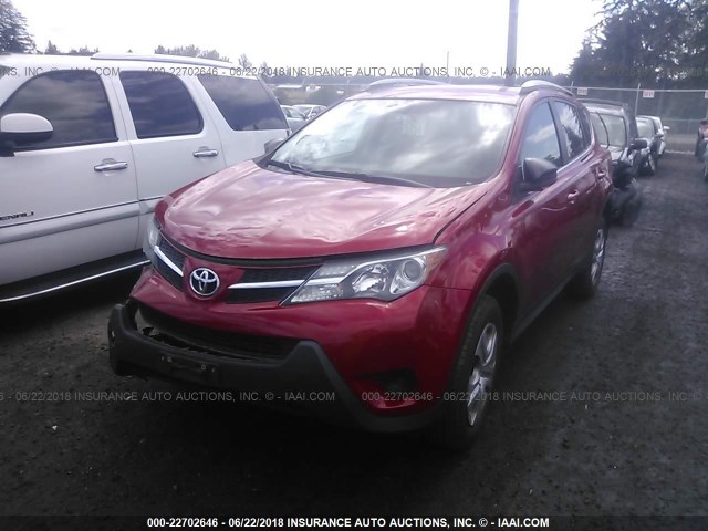 2T3ZFREV7EW095948 - 2014 TOYOTA RAV4 LE RED photo 2