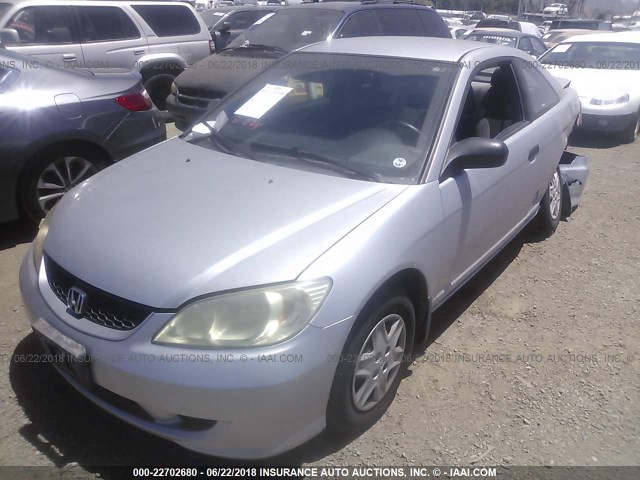 1HGEM22114L080619 - 2004 HONDA CIVIC DX VP SILVER photo 2