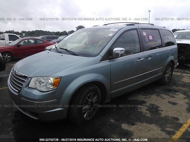 2A8HR64X28R751243 - 2008 CHRYSLER TOWN & COUNTRY LIMITED TEAL photo 2