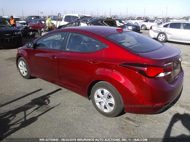 5NPDH4AEXGH694415 - 2016 HYUNDAI ELANTRA SE/SPORT/LIMITED RED photo 3