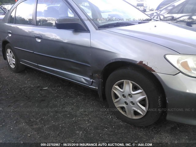 2HGES16325H587152 - 2005 HONDA CIVIC DX VP GRAY photo 6