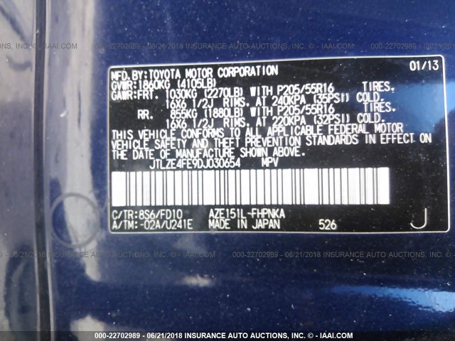 JTLZE4FE9DJ030654 - 2013 TOYOTA SCION XB Mavi foto 9