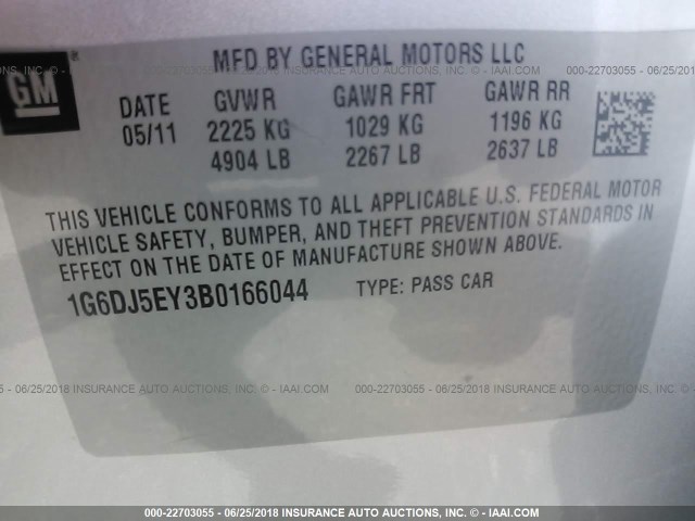 1G6DJ5EY3B0166044 - 2011 CADILLAC CTS PERFORMANCE COLLECTION Серебристый фото 9