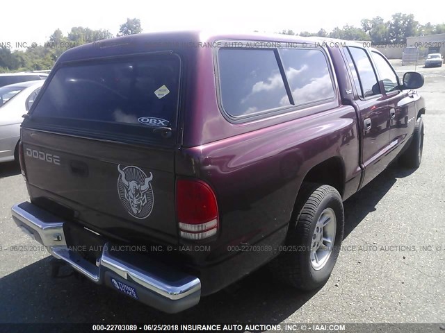 1B7GL2AN7YS644929 - 2000 DODGE DAKOTA QUAD MAROON photo 4