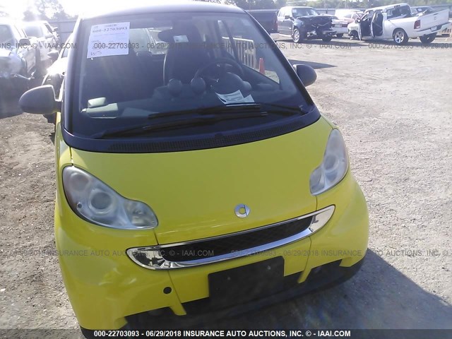WMEEJ3BA6AK376753 - 2010 SMART FORTWO PURE/PASSION YELLOW photo 6