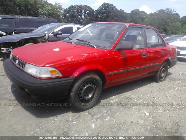 2T1AE94A1NC147180 - 1992 TOYOTA COROLLA DLX RED photo 2