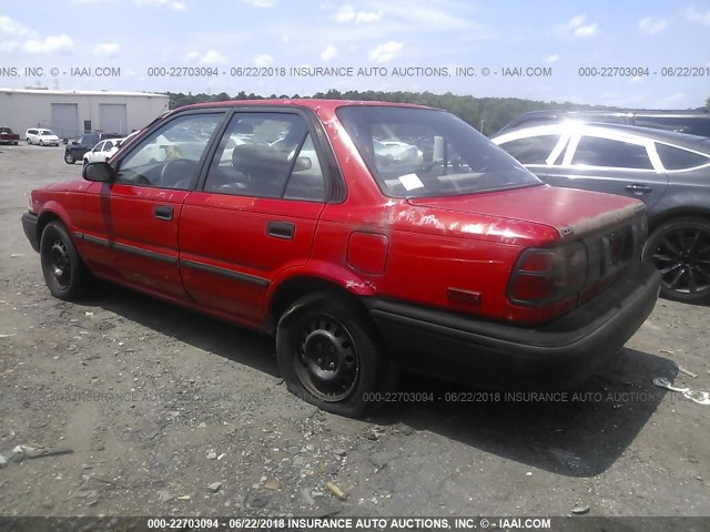 2T1AE94A1NC147180 - 1992 TOYOTA COROLLA DLX RED photo 3