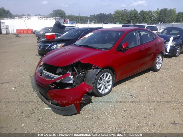 1C3CDFBH6DD641213 - 2013 DODGE DART SXT RED photo 2