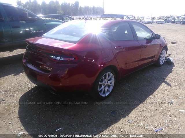 1C3CDFBH6DD641213 - 2013 DODGE DART SXT RED photo 4