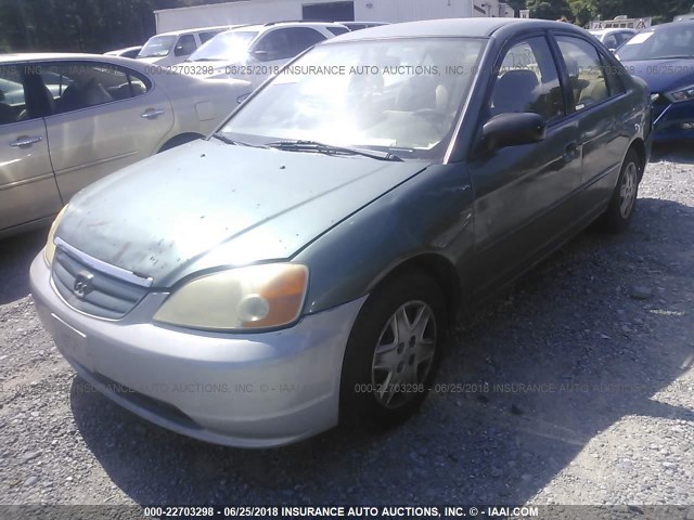 2HGES16573H621309 - 2003 HONDA CIVIC LX GREEN photo 2