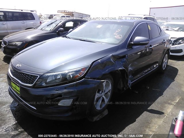 KNAGM4AD4F5086501 - 2015 KIA OPTIMA HYBRID GRAY photo 2