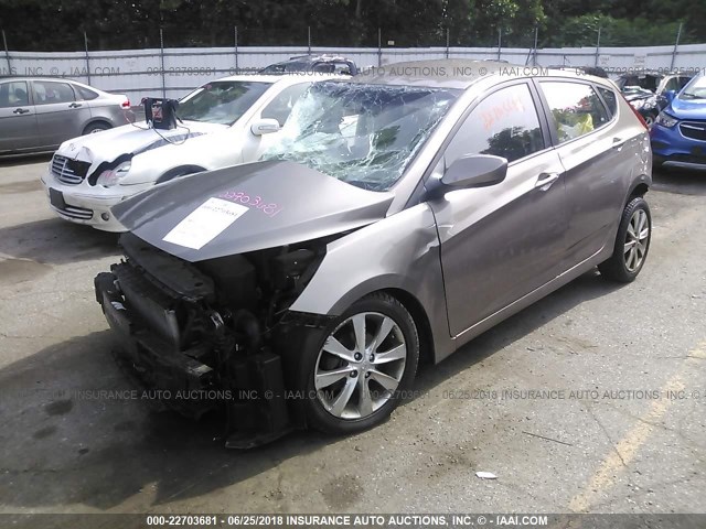 KMHCU5AC8CU005707 - 2012 HYUNDAI ACCENT GLS/GS/SE TAN photo 2