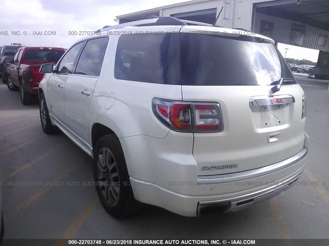 1GKKRTKD2EJ227017 - 2014 GMC ACADIA DENALI WHITE photo 3