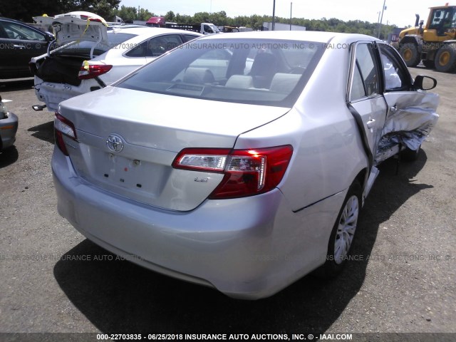 4T4BF1FK0DR280542 - 2013 TOYOTA CAMRY L/SE/LE/XLE SILVER photo 4