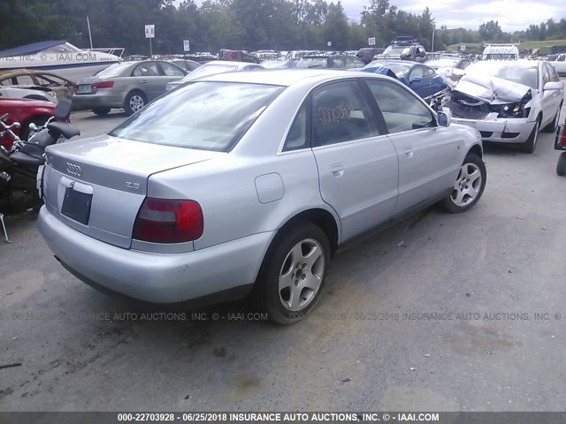 WAUED28D1WA102081 - 1998 AUDI A4 2.8 QUATTRO SILVER photo 4