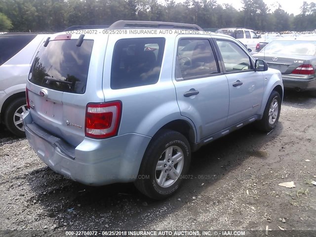 1FMCU49H78KC79718 - 2008 FORD ESCAPE HEV BLUE photo 4