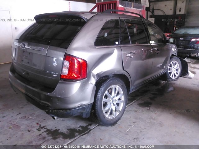 2FMDK4KC6EBA84692 - 2014 FORD EDGE LIMITED GRAY photo 4