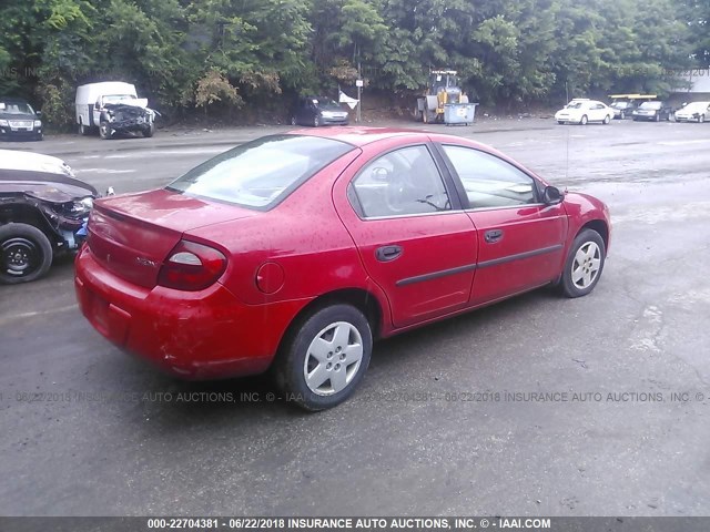 1B3ES26C15D113146 - 2005 DODGE NEON SE RED photo 4