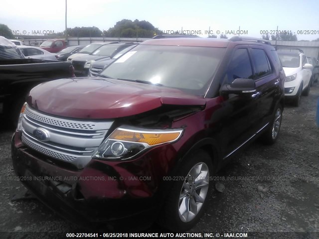 1FM5K7D8XFGB31022 - 2015 FORD EXPLORER XLT RED photo 2