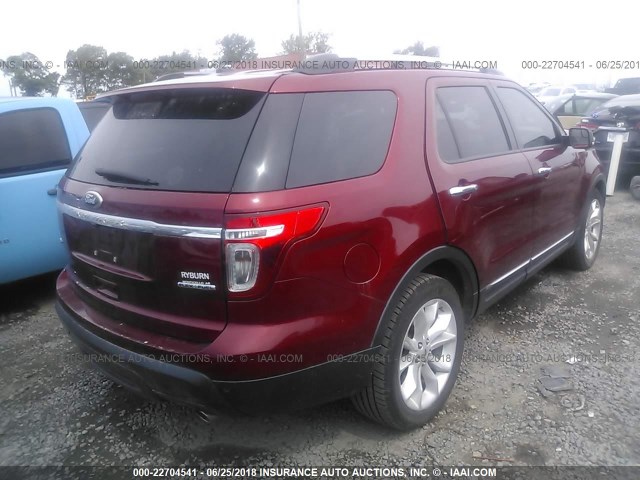 1FM5K7D8XFGB31022 - 2015 FORD EXPLORER XLT RED photo 4