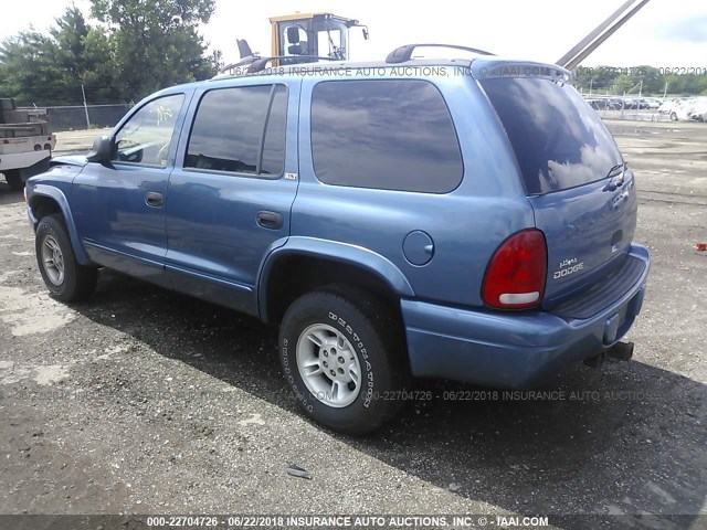 1B4HS48N62F104610 - 2002 DODGE DURANGO SLT BLUE photo 3