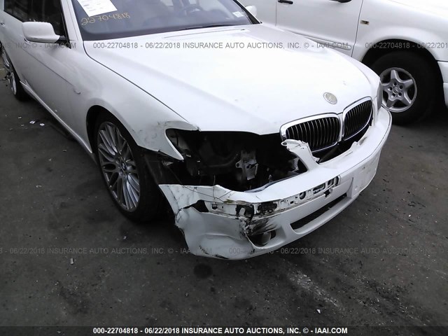 WBAHL83507DT09838 - 2007 BMW 750 I WHITE photo 6