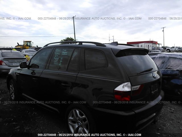 WBXPC93478WJ05705 - 2008 BMW X3 3.0SI BLACK photo 3