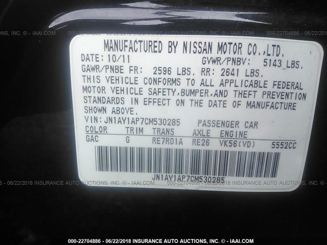 JN1AY1AP7CM530285 - 2012 INFINITI M56 GRAY photo 9