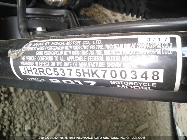 JH2RC5375HK700348 - 2017 HONDA VT750 C2B BLACK photo 10