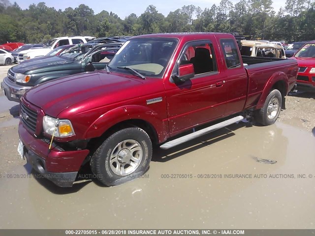 1FTYR14U88PA79805 - 2008 FORD RANGER SUPER CAB RED photo 2