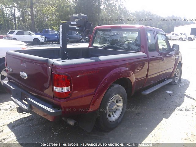 1FTYR14U88PA79805 - 2008 FORD RANGER SUPER CAB RED photo 4