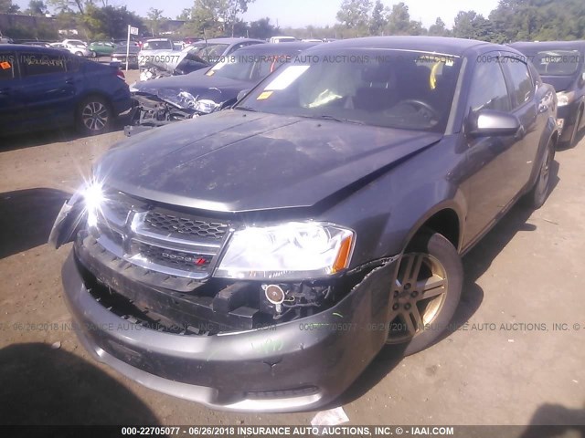 1C3CDZCB2CN280230 - 2012 DODGE AVENGER SXT GRAY photo 2