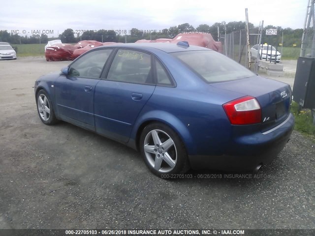 WAULC68E84A122903 - 2004 AUDI A4 1.8T QUATTRO BLUE photo 3