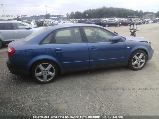 WAULC68E84A122903 - 2004 AUDI A4 1.8T QUATTRO BLUE photo 4