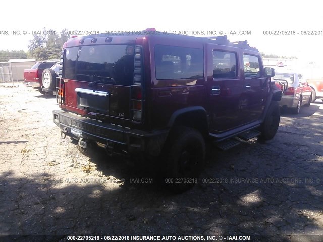 5GRGN23U63H122666 - 2003 HUMMER H2 MAROON photo 4