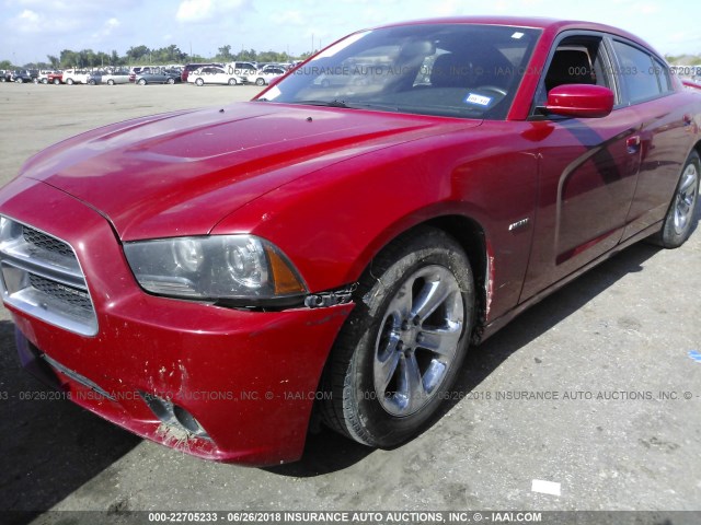 2C3CDXCT7DH571247 - 2013 DODGE CHARGER R/T RED photo 6