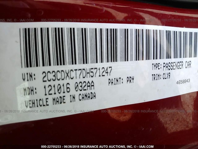 2C3CDXCT7DH571247 - 2013 DODGE CHARGER R/T RED photo 9