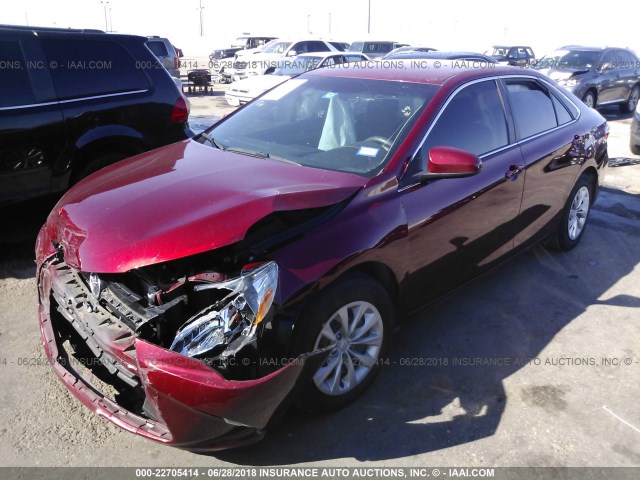 4T1BF1FKXGU605146 - 2016 TOYOTA CAMRY LE/XLE/SE/XSE MAROON photo 2